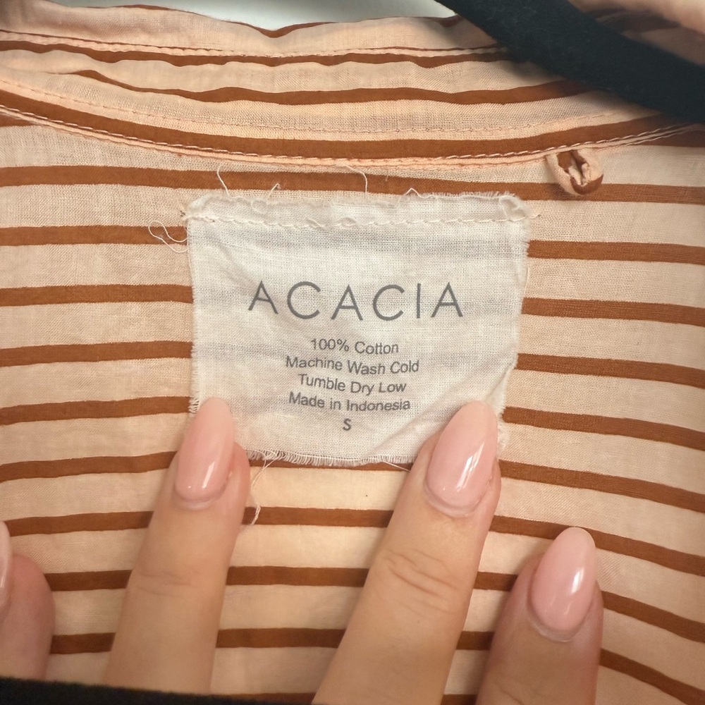 Acacia Swimwear Tan and White Striped Top - Picture 3 of 3